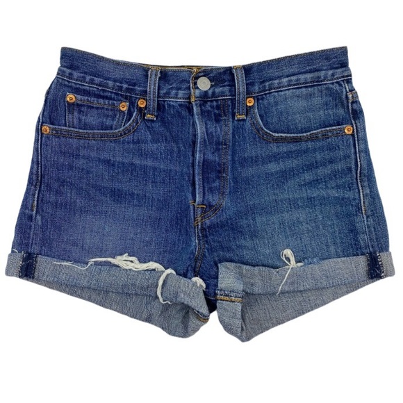 Women’s Levi’s Button Fly White Oak Blue Denim Short Size 27 - Picture 1 of 9